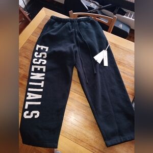 🆕Fear of God Essentials Baggy Logo Black Fleece Sweatpant 100% Authentic